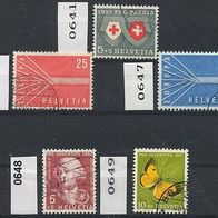Schweiz Mi. Nr. 641 + 646 + 647 + 648 + 649 o <