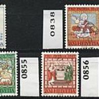 Schweiz Mi. Nr. 836 + 838 + 839 + 853 + 854 + 855 + 856 + 857 o <