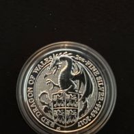 2 oz Silber Red Dragon of Wales 2017