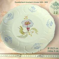 schöne alte Porzellanschale mit Schmetterling & Blüte - ca. 1900 * Drechsel & Strobel