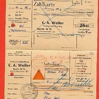 Nachnahme Zahlkarte gelaufen Berlin 7.5.1957 + Stempel Liedolsheim/ Karlsruhe/ Baden