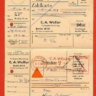 Nachnahme Zahlkarte gelaufen Berlin 30.10.1956