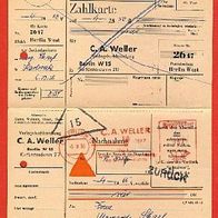 Nachnahme Zahlkarte gelaufen Berlin 6.10.1956 Karte ist gelocht.