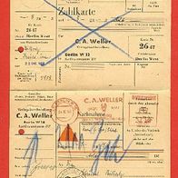 Nachnahme Zahlkarte gelaufen Berlin 24.10.1955 + Stempel Krefeld - Linn