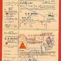 Nachnahme Zahlkarte gelaufen Berlin 2.10.1956 + Stempel Offenburg