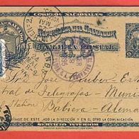 Salvador Ganzsache 1 Centavo 1895 nach München Top ansehen