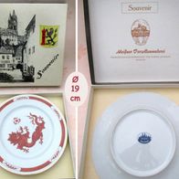 schöner alter Porzellanteller Ø 19 cm Meissner Handmalerei, roter Drache - Souvenir