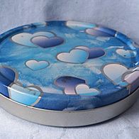 Metalldose Keksdose Herzen blau hellblau Geschenkdose ca 19 cm Ø
