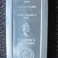 Silberbarren Cook Islands 1 KG Feinsilber 999 Perth Mint 2007