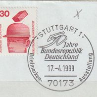 SST Stuttgart 1999 Briefmarken Ausstellung auf Briefstück