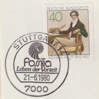 SST Stuttgart 1, 1980, Fossilia , auf Briefstück