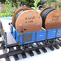 Hochbordwagen, blau, Lake George & Boulder, Kabeltrommeln, LGB 4105, Spur G, 1:22,5