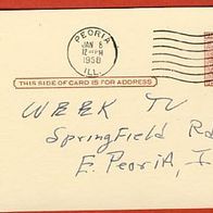 USA Postal Card 2 Cents B. Franklin, Illinois Peoria 1958