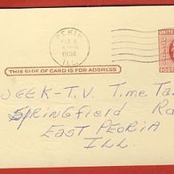 USA Postal Card 2 Cents B. Franklin, Illinois Pekin 1958
