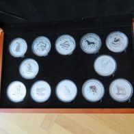 12 x 1 Oz Silber, Lunar I, Komplett-Set (1999-2010) 12 x 1Unze