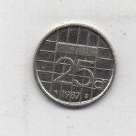 Münze Niederlande 25 Cent 1987