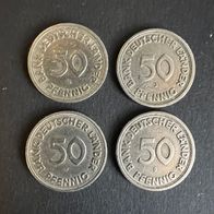 4 x 50 Pfennig Münzen Bank Deutscher Länder von 1949