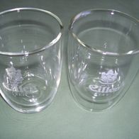 Eilles 2x Teeglas Doppelwandig 300ml Inhalt Teebecher ohne Henkel Thermoglas Tee