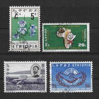 088) Äthiopien 1965/73/76 kleines Lot 4 Werte gestempelt