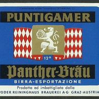 ALT ! Bieretikett "Panther-Bräu" Brüder Reininghaus Brauerei A.G. Graz Österreich