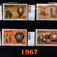 L967 Lesotho MiNr. 308 + 309 + 310 + 311 - Traditionelle Töpferwaren - o gestenpelt