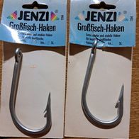 Neu! 2 Haken Großfischhaken Jenzi Farbe: Silber Größe: 12/0 Wallerhaken Haihaken