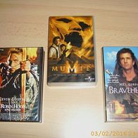Video / VHS - Paket, 3 tlg., Braveheart / Robin Hood / Die Mumie