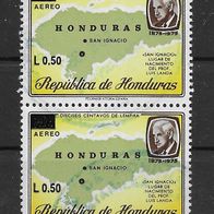 004) Honduras 1986 Landkarte Mi. Nr. 1022 senkr. Paar gestempelt