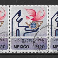 005) Mexiko 1986 Weltposttag Mi. Nr. 2001 3er Streifen gestempelt