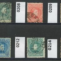 Spanien Mi. Nr. 207 + 208 + 209 + 211 + 212 + 214 König Alfons XIII. als Kadett o <