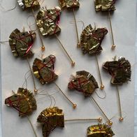 Christbaumschmuck: 12 Anhänger "Pferdchen" glänzend gold - ca. 5 x 13 cm