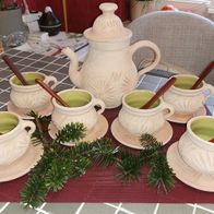 rustikales Service Ton-Keramik, innen glasiert, außen unbehandelt 20 Teile