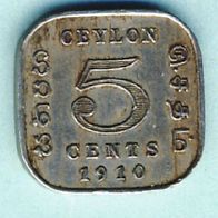 Sri Lanka / Ceylon 5 Cents 1910