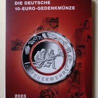 5x10 Euro Sammlerm. BRD 2023 "Im Dienst d. Gesellschaft-Feuerwehr" A-J, St, OVP