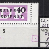 DDR 1956 Dienstmarken für den ZKD (II) MiNr. 8 X II postfrisch Eckrand ure