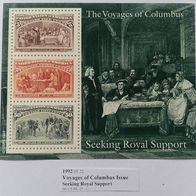1992, USA, Seeking Royal Support Souvenir Sheet (Mi US BL25)