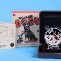 Tuvalu 1$ 2011 Working Dogs Cattle Dog Color 1Oz Silber PP