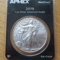 American Eagle 2019 Silbermünze 1oz Silber Ag 999 Liberty US