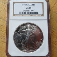 American Eagle 1990 Silbermünze 1oz Silber Ag 999 Liberty US