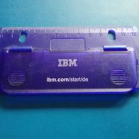 Taschenlocher, IBM Werbegeschenk, Kunststoff blau, 12 cm Lineal, DINA 4A , bheftbar