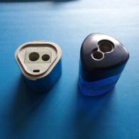2 Anspitzer, Stifte, je zwei Größen, blau, mit Box, gebraucht, Stadler/Universal