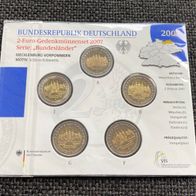 5 x 2 Euro Sammlerm. BRD 2007 Meckl.-Vorp. "Schloss Schwerin" A-J, St, Neu, OVP