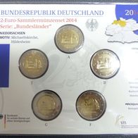 5 x 2 Euro Sammlerm. BRD 2014 Niedersachsen "Michaeliskirche" A-J, St, Neu, OVP