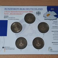 5 x 2 Euro Sammlerm. BRD 2015 Hessen "Paulskirche, Frankfurt" A-J, St, Neu, OVP
