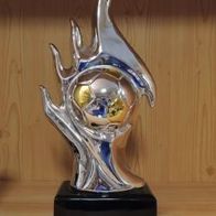 1 Fußball Figur Pokal aus Metall 37,5cm II. Wahl Fußball Turnier ausgefallener Pokal