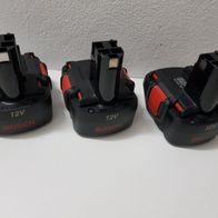 3 x Original Bosch Akkus 2 607 335 273, 12 V 1,2 Ah 4/5 Cs NiCd