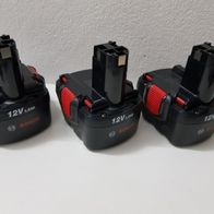 3 x Original Bosch Akkus 2 607 335 541, 12 V 1,5 Ah Cs NiCd