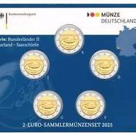 5x2 Euro Sammlerm. BRD 2025 Länderserie II Saarland "Saarschleife" A-J, St, Neu, OVP