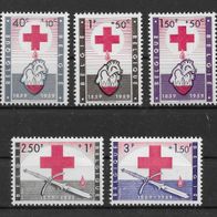 004) Belgien 1959 Rotes Kreuz Mi. Nr. 1149-53 Teilsatz postfrisch