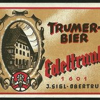 ALT ! Bieretikett Trumer Brauerei Obertrum BL Salzburg Österreich